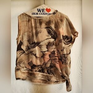 BCBG MAX AZRIA SILK BLOUSE TIE WAIST ONE SLEEVE STYLE XS